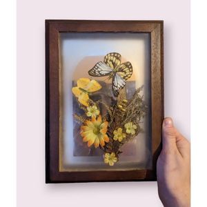 Taiwanese Wood Framed faux Butterfly Mod Scene